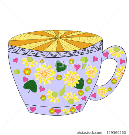 Cup with floral vintage design elements. EPS10 vector. Cup with floral vintage design elements. EPS10 vector. 139369260