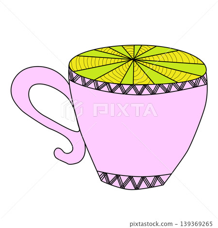 Cup with floral vintage design elements. EPS10 vector. 139369265