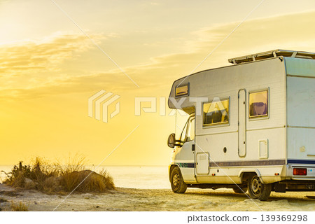 Caravan camping on sea coast in Spain 139369298