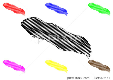 Gonave island (Republic of Haiti, Cenrtal America, Caribbean islands) map vector illustration, scribble sketch Gonave map 139369457