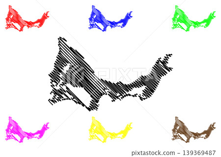 Providenciales island (Turks and Caicos Islands, Cenrtal America, Caribbean islands, British Overseas Territory) map vector illustration, scribble sketch Provo map 139369487