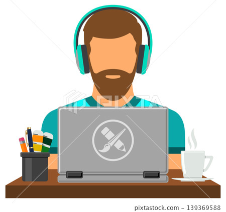 Designer freelancer working on laptop 139369588