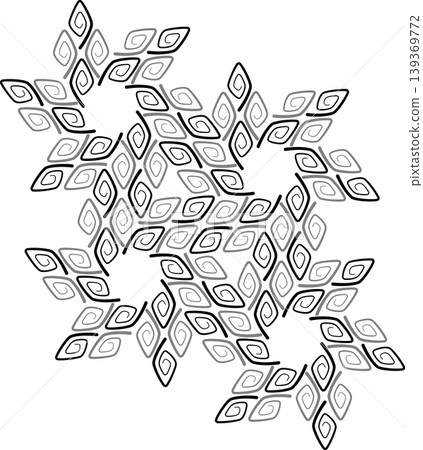 Design element with rhombuses and stars. Stars snowflakes background. Monochrome black and gray spirals curl on white background. Optical illusion Design element with rhombuses and stars. Stars snowflakes background. Monochrome black and gray spirals curl on white background. Optical illusion 139369772