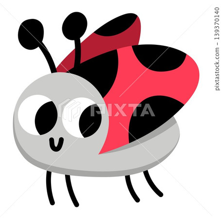 Vector cartoon ladybug isolated on white background. Funny ladybird insect clipart. Cute forest animal icon for kids. Flat woodland element. Woods wildlife illustration Vector cartoon ladybug isolated on white background. Funny ladybird insect clipart. Cute forest animal icon for kids. Flat woodland element. Woods wildlife illustration 139370140