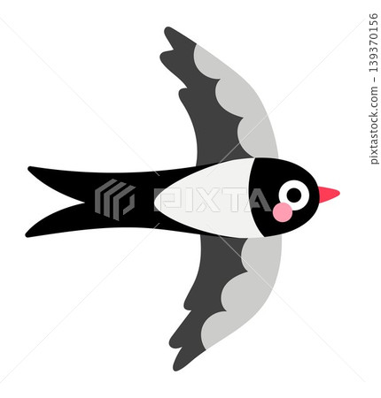 Vector cartoon swallow isolated on white background. Funny flying bird clipart. Cute forest animal icon for kids. Flat woodland element. Woods wildlife illustration Vector cartoon swallow isolated on white background. Funny flying bird clipart. Cute forest animal icon for kids. Flat woodland element. Woods wildlife illustration 139370156