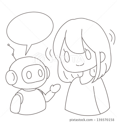 AI robot and human conversation/communication illustration AI robot and human conversation/communication illustration 139370158