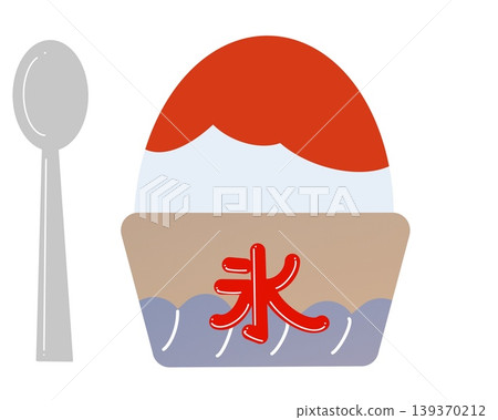 Shaved ice in a cup and a spoon (strawberry flavor) Shaved ice in a cup and a spoon (strawberry flavor) 139370212