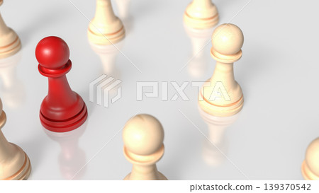 Red Chess Pawn Leadership Strategy 3d render. Red Chess Pawn Leadership Strategy 3d render. 139370542
