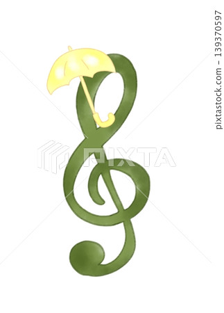 Musical note with umbrella Musical note with umbrella 139370597