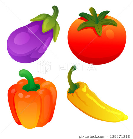 colorful bright vegetable icon set colorful bright vegetable icon set 139371218