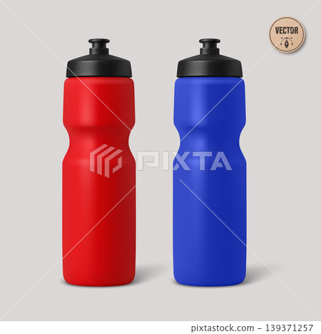 Vector 3d Sports Water Bottle Set. Red and Blue Plastic Fitness Bottles Isolated. Reusable Drink Bottle Collection. Gym Hydration Design Vector 3d Sports Water Bottle Set. Red and Blue Plastic Fitness Bottles Isolated. Reusable Drink Bottle Collection. Gym Hydration Design 139371257