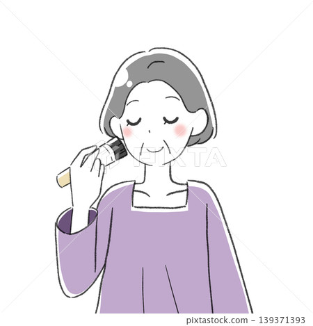 Senior woman putting on makeup Senior woman putting on makeup 139371393