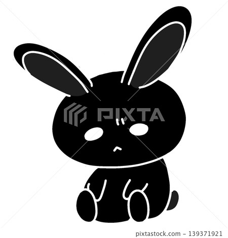 An illustration of a grumpy black rabbit (black background / dark / cute character) An illustration of a grumpy black rabbit (black background / dark / cute character) 139371921