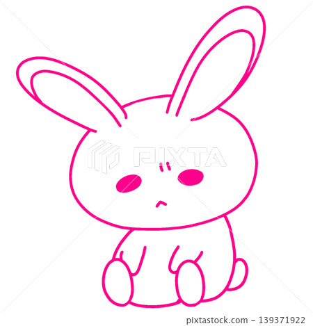 An illustration of a rabbit with a furrowed brow (pink outline / girly / cute and relaxed style) An illustration of a rabbit with a furrowed brow (pink outline / girly / cute and relaxed style) 139371922
