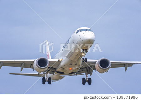 Sendai Airport at dusk, airplane landing, Natori City, Miyagi Prefecture 139371990