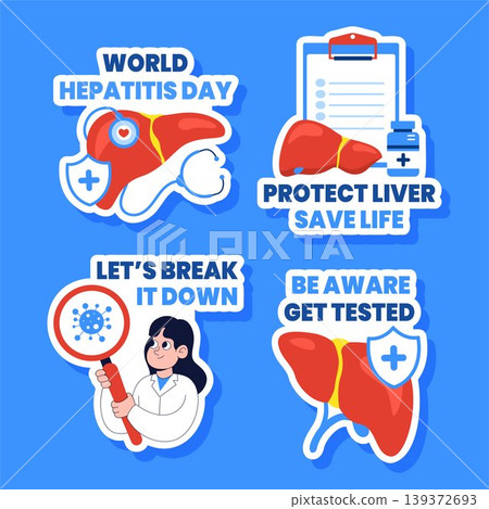 Flat Cartoon Hand Drawn Label Illustration Social Media World Hepatitis Day Background Flat Cartoon Hand Drawn Label Illustration Social Media World Hepatitis Day Background 139372693