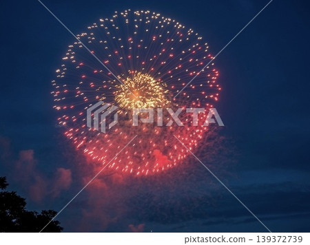 夜空中綻放出絢麗奪目的煙火。 夜空中綻放出絢麗奪目的煙火。 139372739