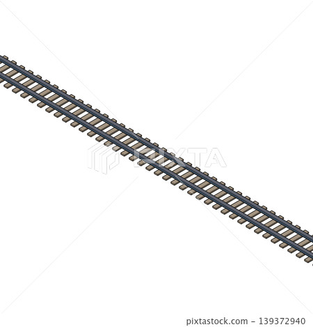 An isometric projection illustration of a railway line. It's a three-dimensional object with outlines. An isometric projection illustration of a railway line. It's a three-dimensional object with outlines. 139372940