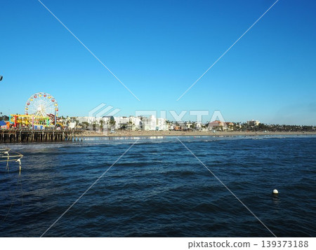 Santa Monica Pier and the blue ocean of the Pacific Ocean | Los Angeles, California 139373188