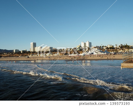 Santa Monica Pier and the blue ocean of the Pacific Ocean | Los Angeles, California 139373193