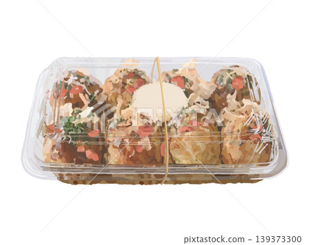 Takoyaki (packaged) with mayonnaise and rubber band. Takoyaki (packaged) with mayonnaise and rubber band. 139373300