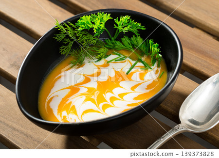 Recipe of pumpkin cream soup with ginger Recipe of pumpkin cream soup with ginger 139373828