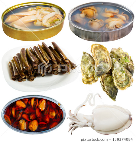Set of assorted fish and seafood. Raw and semi-finished products Set of assorted fish and seafood. Raw and semi-finished products 139374094