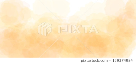 Pastel orange watercolor effect background. Soft warm blurred paint splashes wallpaper for birthday or wedding design. Light sunny watercolour gradient texture. Vector organic marble backdrop 139374984