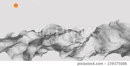 New Chinese and Japanese style landscape architecture illustration with traditional aesthetic art imagery New Chinese and Japanese style landscape architecture illustration with traditional aesthetic art imagery 139375086