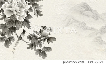 New Chinese and Japanese style landscape architecture illustration with traditional aesthetic art imagery New Chinese and Japanese style landscape architecture illustration with traditional aesthetic art imagery 139375121