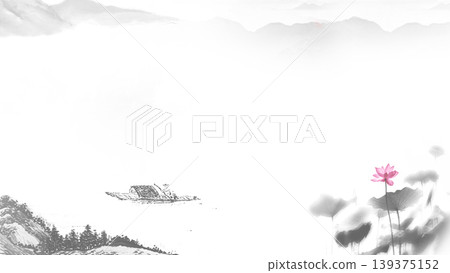 New Chinese and Japanese style landscape architecture illustration with traditional aesthetic art imagery New Chinese and Japanese style landscape architecture illustration with traditional aesthetic art imagery 139375152