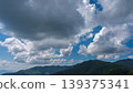 許多白雲飄過湛藍的夏日天空，山巒披上了綠色的外衣。 139375341