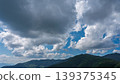 許多白雲飄過湛藍的夏日天空，山巒披上了綠色的外衣。 139375345