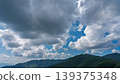 許多白雲飄過湛藍的夏日天空，山巒披上了綠色的外衣。 139375348