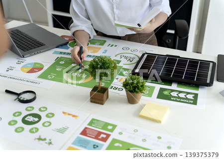 Business woman is planning for esg environmental social corporate governance 139375379