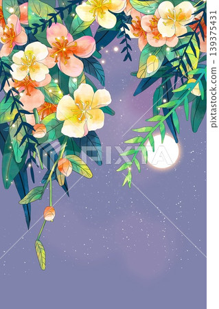 Dreamy botanical flower oil painting illustration 139375431