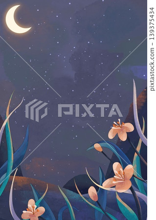 Dreamy botanical flower oil painting illustration 139375434