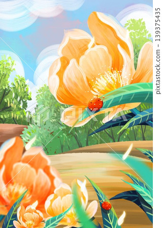 Dreamy botanical flower oil painting illustration 139375435