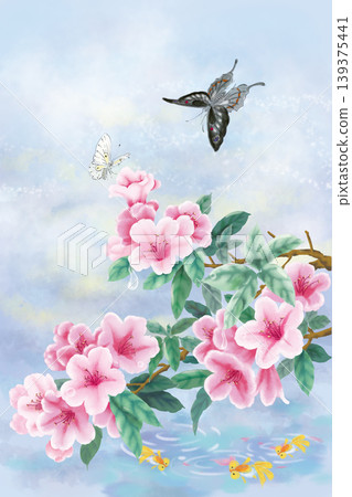 Dreamy botanical flower oil painting illustration 139375441