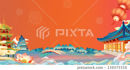 Chinese trendy style Oriental aesthetic illustration Chinese trendy style Oriental aesthetic illustration 139375558