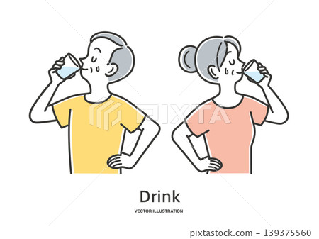 Elderly men and women rehydrating 139375560