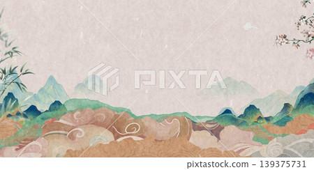 Chinese trendy style Oriental aesthetic illustration 139375731