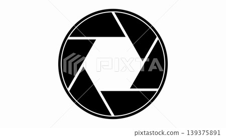 A clean and simple black and white camera shutter icon. This graphic design element represents a mechanical lens aperture, perfect for themes related to photography, video production, and imaging. A clean and simple black and white camera shutter icon. This graphic design element represents a mechanical lens aperture, perfect for themes related to photography, video production, and imaging. 139375891