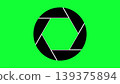 A simple graphic icon showing a black camera shutter aperture symbol set against a vivid green background, perfect for photography, film production, and visual media concepts. A simple graphic icon showing a black camera shutter aperture symbol set against a vivid green background, perfect for photography, film production, and visual media concepts. 139375894