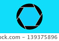 Black camera shutter aperture icon isolated on a bright blue background representing photography and focus for creative design projects Black camera shutter aperture icon isolated on a bright blue background representing photography and focus for creative design projects 139375896