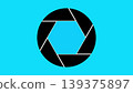 Black camera shutter aperture icon isolated on a bright cyan background representing photography and lens focus technology Black camera shutter aperture icon isolated on a bright cyan background representing photography and lens focus technology 139375897