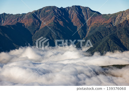 從南阿爾卑斯山的辻山上可以看到雲海和能取岳。 從南阿爾卑斯山的辻山上可以看到雲海和能取岳。 139376068