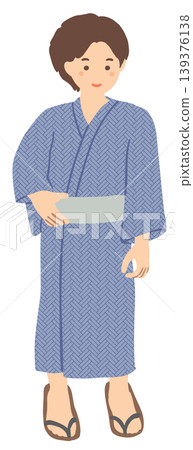 A young man standing in a yukata A young man standing in a yukata 139376138