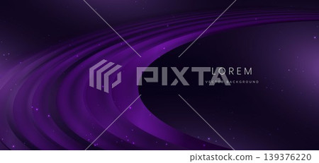 Abstract Purple Wave Curves with Starry Space Futuristic Background. 139376220