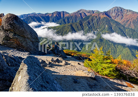從南阿爾卑斯山的鳳凰三山和砂原井岳看到的白峰三山。 139376838